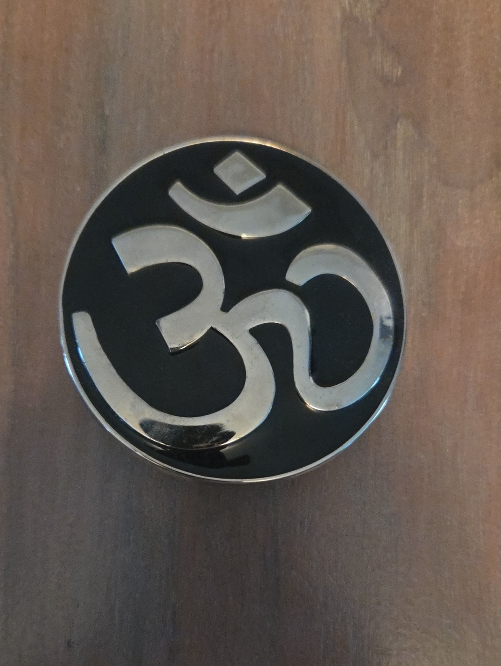 Black and Silver Om Symbol Belt Buckle